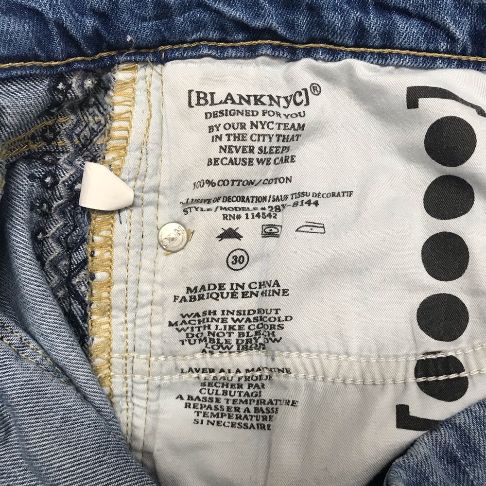 Blank NYC Hiker Shorts Denim Blue Jeans Pattern - Picture 5 of 6